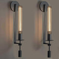 LIGHTLAND Black Wall Sconces Set of 2, 28 Inch Modern Metal Glass Wall Light Fixture, Wall Lamp for Living Room Bedroom Hallway