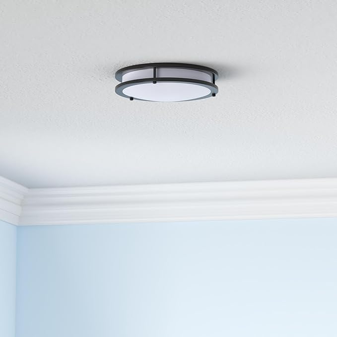 hykolity 10 inch Flush Mount LED Ceiling Light Fixture, 17W 1100lm, 2700K/3000K/3500K/4000K/5000K Adjustable Ceiling Lights, Oil Rubbed Bronze Saturn Dimmable Lighting for Hallway Bathroom - 2 Pack