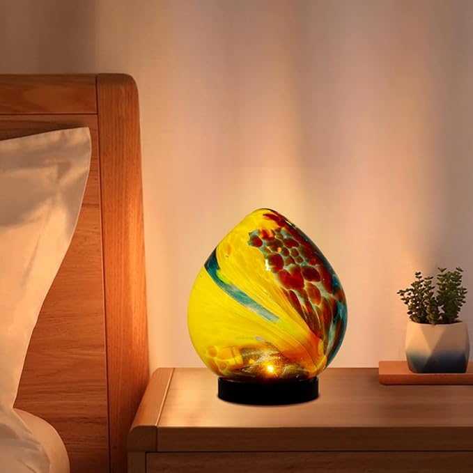Solar Lanterns Outdoor, Solar Glass Lights, Waterproof Led Table Lamp for Garden Yard Tree Home Xmas Decoration, Red Yellow