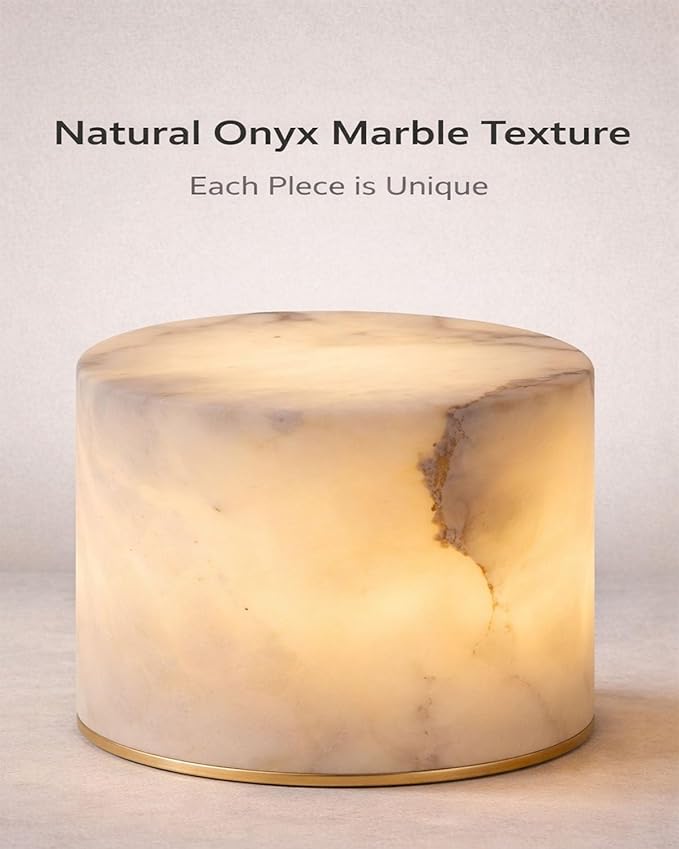 Marble Lamp Night Light Touch Bedside Table Lamp Type C Rechargeable Dimmable LED Ambient Light for Bedroom Desk Nightstand Portable Eye Caring Soft Warm Glow Modern Luxury Decor Small