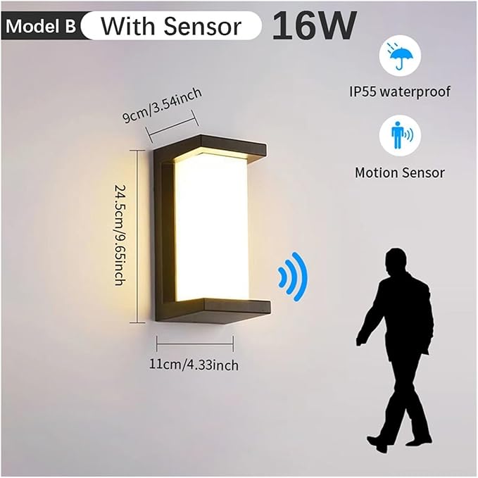 LED Wall Light, LED Wall Lamp Motion Sensor Waterproof Led Lights Wall Light Indoor Outdoor Wall Panels for Home Corridor Lighting,Modern Wall Lamp(Warm White,B with Sensor)