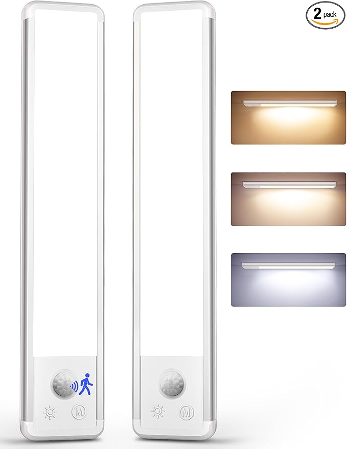 EZVALO 8-inch Under Cabinet Lighting, 1800mAh Rechargeable Motion Sensor Light, 3 Color Temperatures, Dimmable Magnetic Wireless Light for Kitchen, Pantry, Closet, Stairs