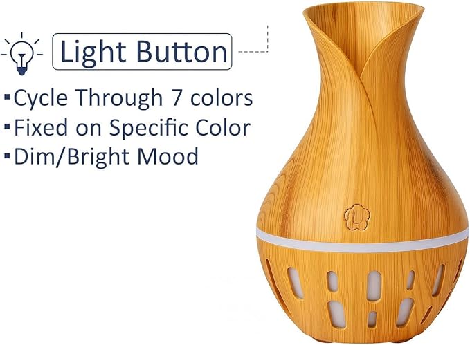 300ML Air Humidifier & Aroma Diffuser Home Fragrance Room Decor Essential Oil Diffuser Humidifiers for Bedroom Cool Mist 7 LED Light Car Air Freshener (Black-2)