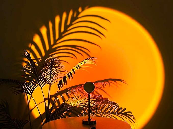 Balkwan Sunset Lamp Projection Rotation Rainbow Lamp Led Romantic Visual Led Light Network Red Light with USB Modern Floor Stand Night Light Living Room Bedroom Decor (Sunset Red)