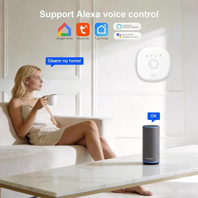 PGST Home Security Systems 12-Piece Kit (Newest Model),WiFi+GSM/4G with Mobile App Control and Alerts Wireless Smart Home or Business Security System,No Monthly Fees,Works with Alexa, Smart Life/Tuya