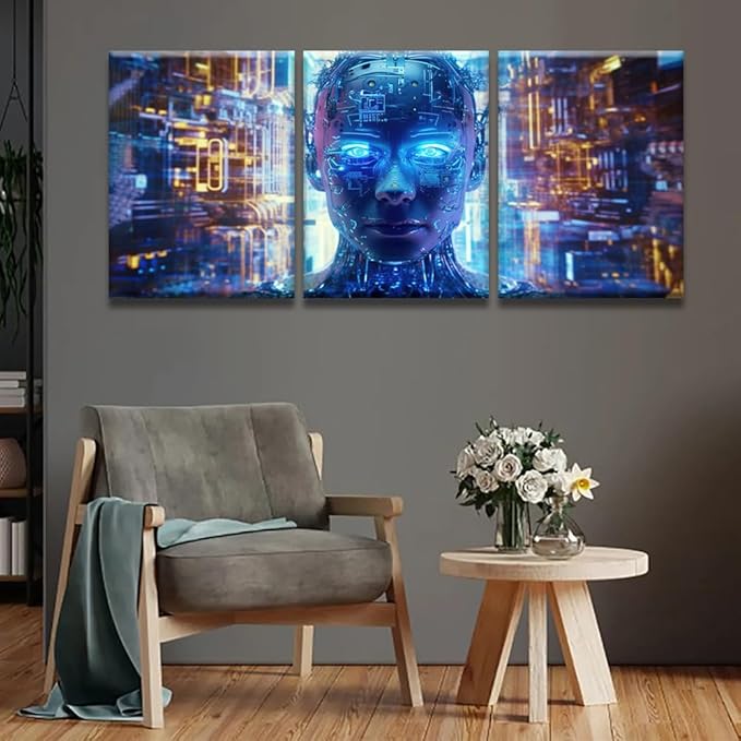 Canvas Art Wall Decor for Bedroom Cloud Networking, Crypto, AI Art Prints Cyber Security, Cloud Managed Canvas Art Wall Painting Artwork for Bedroom Wall Decor Framed Ready to Hang 12x16inchx3