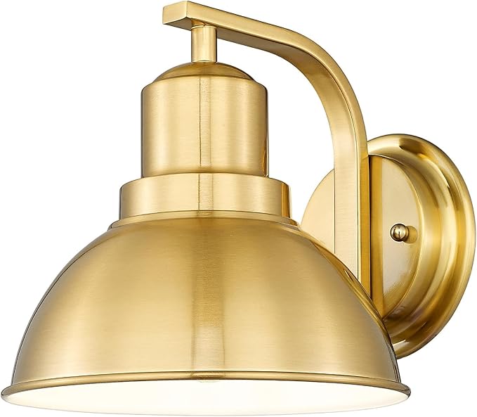 zeyu Vintage Wall Sconce Lighting, Indoor Barn Wall Lamp for Bedroom Living Room, Metal Dome Shade in Brushed Gold Finish, ZY24-1W BG