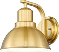 zeyu Vintage Wall Sconce Lighting, Indoor Barn Wall Lamp for Bedroom Living Room, Metal Dome Shade in Brushed Gold Finish, ZY24-1W BG