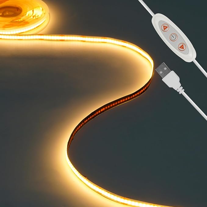 5V USB 13.12ft LED Light Strip, COB LED Strip Lights, High Brightness Tape Lights, Warm White LED Strip Lights for TV,Cabinet,Kitchen,Living Room and Shelving