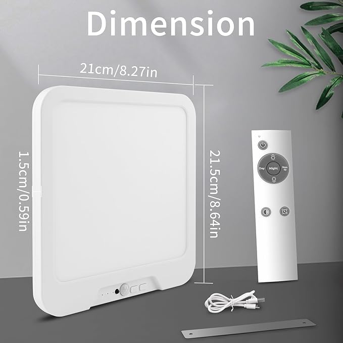 USB C Rechargeable Motion Sensor Ceiling Light 550LM with Remote, 3000K 4000K 6000K Magnetic No Wiring LED Ceiling Light Battery Powered for Shower Stairs Hallway Porch Pantry Garage Patio Shed