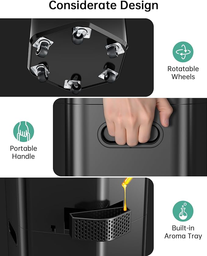 5Gal Humidifiers for Bedroom Large Room up to 2800ft², APP/Remote Control, 60H Supersized Cool Mist Humidifier with Auto 180°Mist Tube, 24H Timer, Top Fill Humidifiers for Home Office Plants