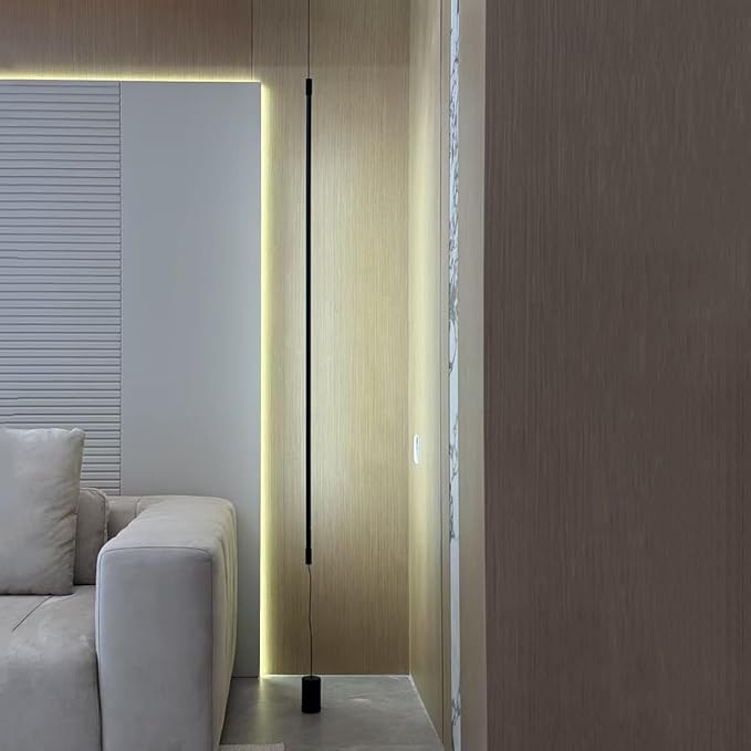 Black Linear Pendant Floor to Ceiling Lamp Modern Minimalist Bedside Pendant Light Long Strip LED Hanging Lamp 31.5" Plug in Pendant Lighting for Bedroom Living Room Corner