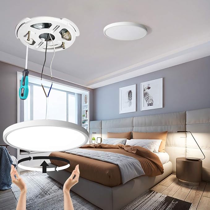 TALOYA 2 Pack Flush Mount LED Ceiling Light (Milk White Shell), 15.8 Inch, Equivalent to Traditional 240W Bulb Light for Kitchen Bedroom Utility Closet Room,5 in 1(3000k/3500k/4000k/5000k/6500k)
