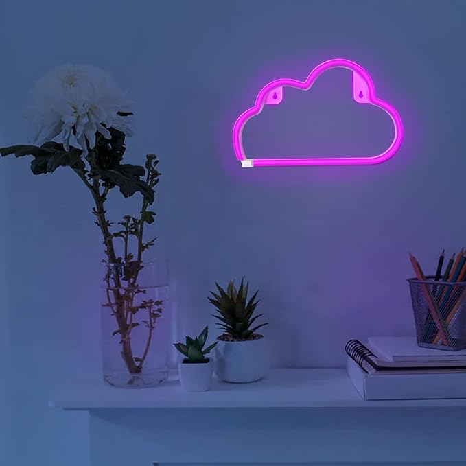 Cloud Neon Sign Pink Cloud Light Sign for Wall Decor,Battery or USB Powered Clouds Shaped LED Sign Decoration Lights for Bedroom Aesthetic Teen Girl Kid Room Christmas Birthday Wedding Party