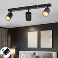3 Light Track Lighting Kit Flexibly Rotatable Track Light Ceiling Kitchen LED Ceiling spot Light for Bedroom, Picture Wall, Hallway, Office, Bar, GU10 Socket (Black-3 Light)