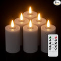 Eldnacele Flameless Pillar Flickering Candles with Remote and Timer, Battery Operated 3D Wick Real Wax LED Candle Set of 6 Gray Candles Christmas Holiday Decor Wedding Home Indoor Decorations