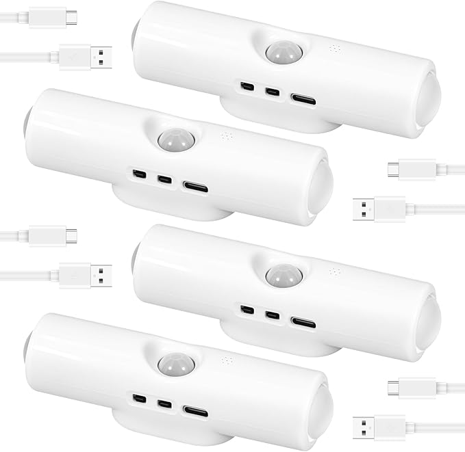 4 Pcs Smart Motion Sensor Wall Lamp, Rechargeable RGB LED Smart Motion Light, Magnetic Mount Step Lights for Bedroom, Hallway, Courtyard, Holiday Decor, Bathroom - Multi Color Changing (7 Colors)