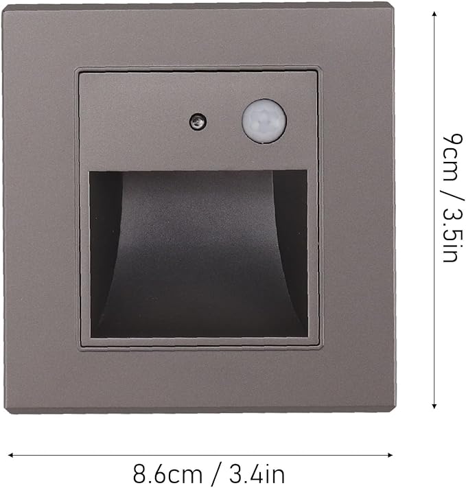 SIXRUN 1.5W Step Lights Motion Sensor LED Recessed Stair Light, Dusk to Dawn Sensor, Premium PC Panel, for Indoor Bedroom, Corridor
