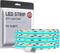 BTF-LIGHTING FCOB USB Powered Ice Blue COB LED Strip Lights 9.8FT 960LEDs 5V 8mm Width 90+ High CRI Ultra Bright Flexible Light for TV Backlight Display Cabinet PC DIY Decor
