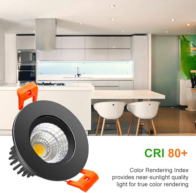 LightingWill 2inch LED Dimmable Downlight, 3W COB Recessed Ceiling Light, Natural White 4000K-4500K, CRI80, 25W Halogen Bulbs Equivalent, Black (10 Pack)