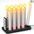 SoulBay 10pcs Flameless Rechargeable Taper Candles, Bright Realistic Flickering LED Electric Candlesticks with Charging Base and Remote Timer for Home Windowsill Christmas Decorations, 0.78" x 6.7"