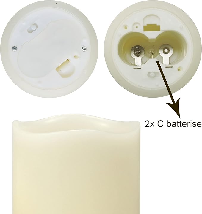 CANDLE CHOICE Battery Operated Flameless Pillar Candles with Remote Timer Real Wax Realistic Flickering Fake Electric LED Lights for Wedding Party Christmas Decorations Table Centerpieces 3”x6” 2 Pack