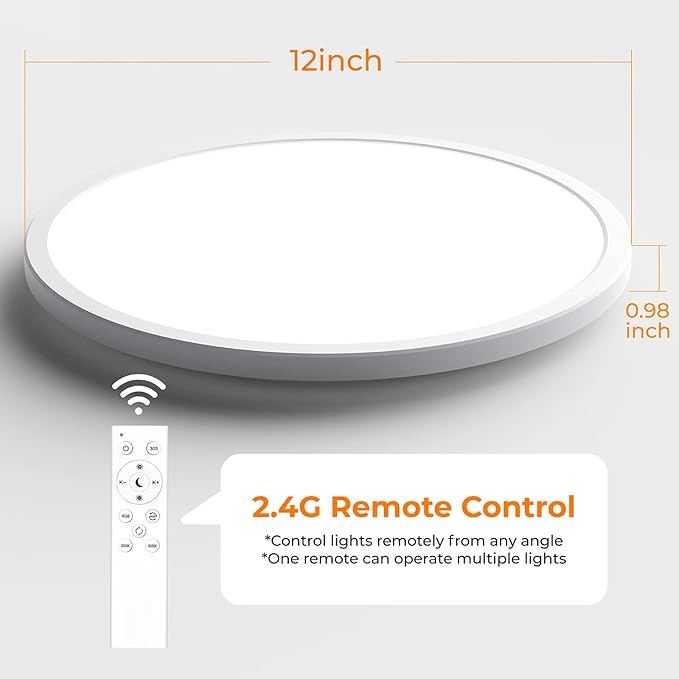 RGB LED Flush Mount Ceiling Light with Remote, 12 Inch Color Changing Light Fixture Dimmable 3000K-6500K, 24W Thin Round Ceiling Light for Bedroom Kids Room Living Room