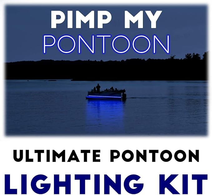 Green Blob Outdoors Pimp My Pontoon Boat Light Strips Kit Neon Style Blue Under Deck Decking Complete for all make and models 22-32ft Toons (Blue, 25ft)