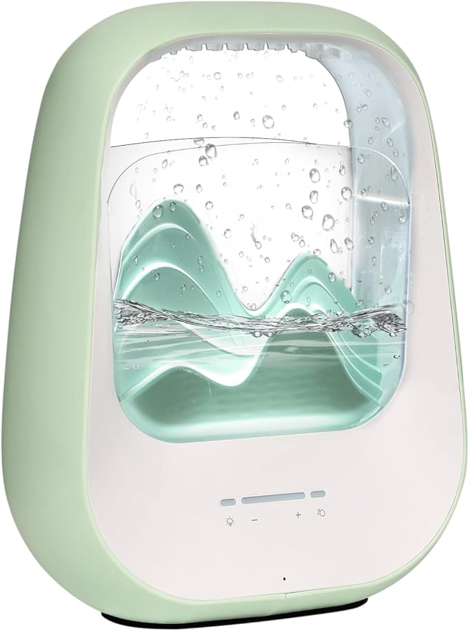 Rain Drop White Noise Machine with Realistic Rain Sounds – Sleep Therapy Humidifier, Bluetooth Speaker, Ambient Light & Aroma Diffuser for Bedroom Relaxation, Meditation & Stress Relief (Green)