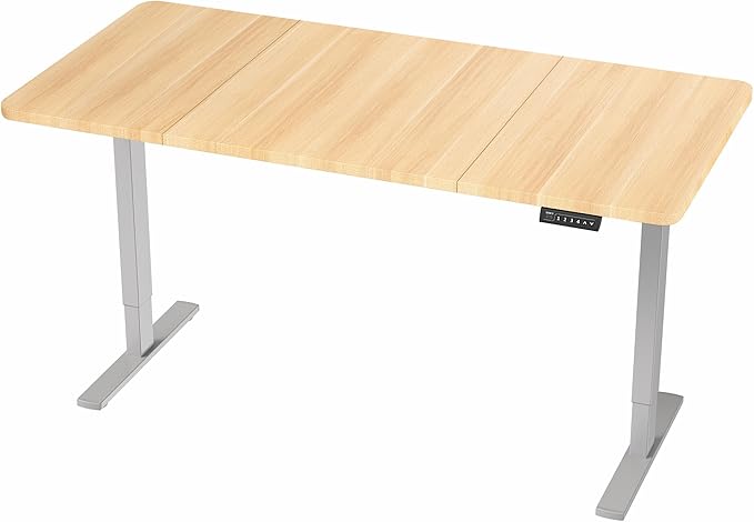 VIVO Electric 60 x 30 in Standing Desk, Memory Height Adjustment, 1B Series, Holds 220 lbs, Light Wood Top Gray Frame, DESK-KIT-1G6C-30