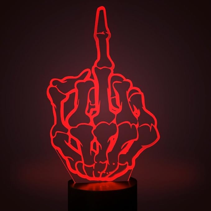 Optical Illusion 3D Middle Finger Night Light 16 Colors Changing USB Power Remote Control Touch Switch Decor Lamp LED Table Desk Lamp