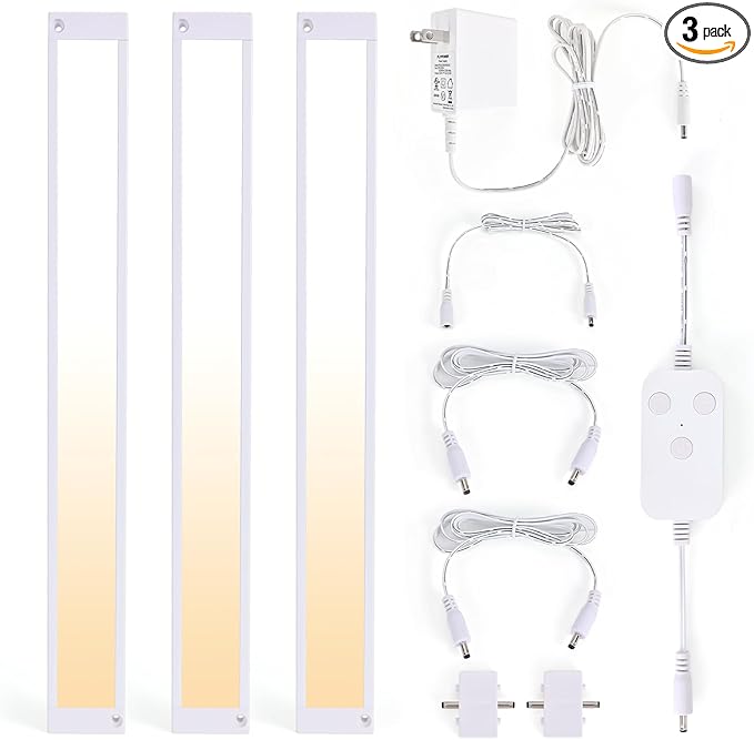 3pack 12inch Dimmable LED Under Cabinet Light Kit, 2700K to 6000K Smart LED Under Counter Lighting Fixture, Compatible with Alexa, Google Assistant, for Kitchen, Pantry, Shelf (White)