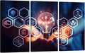 LSIUHWUWI Modern Wall Art 3 Panel AI Logistic Management Concept Pictures Print on Canvas for Wall Art Decoration, Wooden Frame Artwork Ready to Hang 20x40inchx3