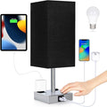 Soilsiu Bedside Lamp with USB Ports - Touch Control Table Lamp for Bedroom with USB C+A Charging Ports & AC Outlets, 3 Way Dimmable Nightstand Light for Living Room (Bulb Included, Black)