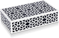 Handicrafts Home Decorative Storage Box with Lid, Black White Moorish Rosette Pattern Remote Holder Box, Persian Geometric Coffee Table Storage Organizer for Living Room Decor, Shiraz 10 x 6 x 2.5
