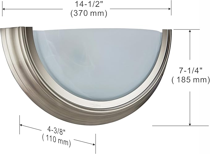 14 inch LED Wall Sconce, Half Moon Indoor Wall Light with Glass Shade, 3000K Warm White, Support Dimming, Modern Bathroom Vanity Light Fixtures for Bedroom, Living Room, Hallway, Stairwell