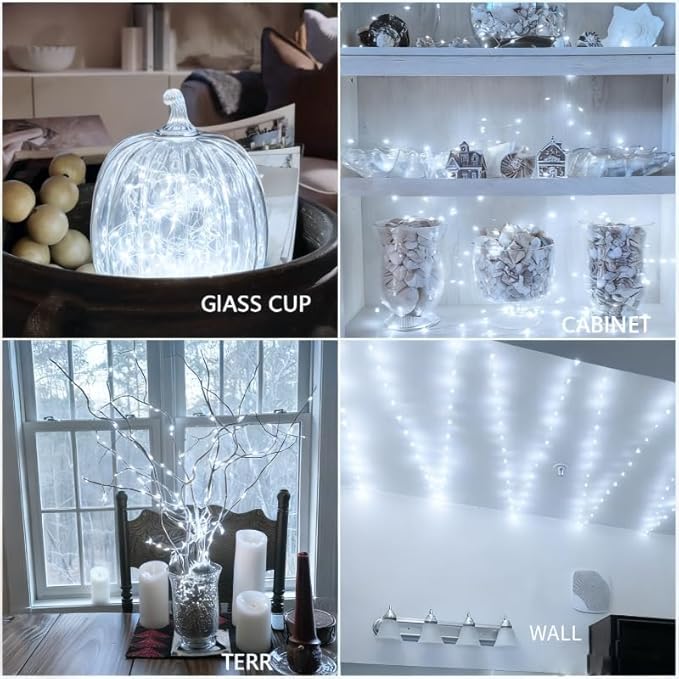 USB Fairy Lights Plug in, 33 Feet 100 LED Twinkle String Lights with Remote and Timer, Waterproof 8 Modes for Bedroom Indoor Wreath DIY Party Wedding Christmas Holiday Decoration(2 Pack White)