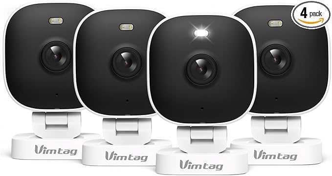 VIMTAG 4MP Security Camera, 2.4G/5G Outdoor Indoor Cameras for Home Security with Color Night Vision, Motion Activated Spotlight/Siren, IP66,2-Way Audio, Support Cloud/Card(not Include), Wired, 4Pack