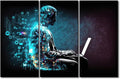 AI Poster Wall Art for Bedroom 3 Piece Computer Processor Canvas Printing Posters for Office Home Wall Decoration Wooden Framed and Stretched Ready to Hang, 60" Wx40 H