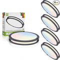 ASD LED 18" Round Flush Mount Lighting, Close to Ceiling Light Fixture | 3CCT, Dimmable, Energy Star, ETL Listed | 28W 2230LM 3000-5000K 120V | Low Profile Double Ring Lamp | Black, 4 Pack