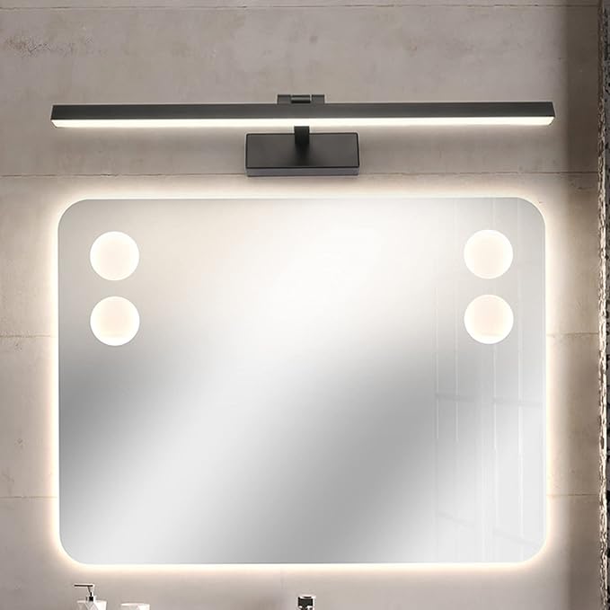 Vanity Lighting Simple Led Mirror Front Light Nordic Creative Personality Moisture-Proof Anti-Fog Toilet Bathroom Dressing Table Makeup Lights Black Bath Lights(90 (Warm Light 71CM)