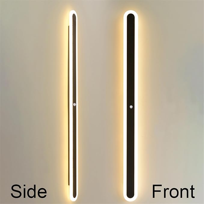 Modern LED Wall Sconce with Motion Sensor Interior Acrylic Black Wall Lamp Indoor Minimalist Long Wall Light Inside Lighting Fixtures for Living Room Bathroom Front Door Bedroom (150CM,Natural Light)