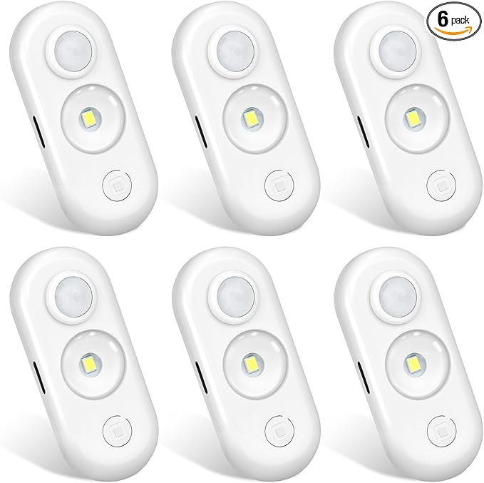 LED Motion Sensor Light Indoor, Magnetic Under Cabinet Lighting Daylight White, Dimmable Rechargeable Puck Lights for Closet, Kitchen, Stairs(6 Pack)