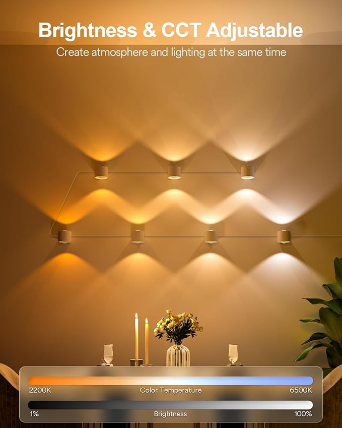 Lumary RGBAICW Smart Wall Sconces, Indoor WiFi Wall Lights for Room Decor, 9.2ft with 7 LEDs Color Changing DIY Light Fixture for Bedroom, Living Room, Party, Compatible with Alexa/Google Assistant