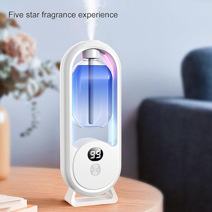 Air Freshener Automatic Spray Bathroom, Wall Mounted Essential Oil Diffuser Automatic Fragrance Dispenser Aromatherapy Diffuser with LED Display, for Bedroom Bathroom Office Hotel
