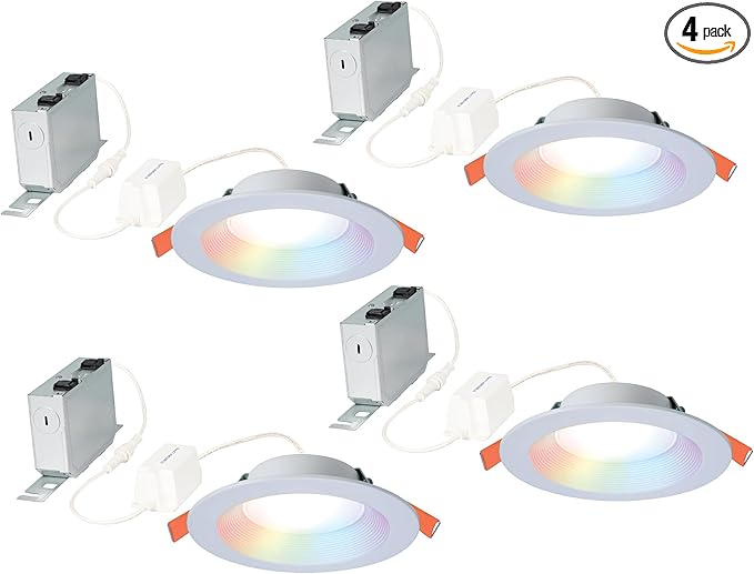HAL0 6" Smart Wi-Fi® Recessed Canless LED Downlight 4-Pack, Connected by WiZ Pro - RLWZC612-4PK