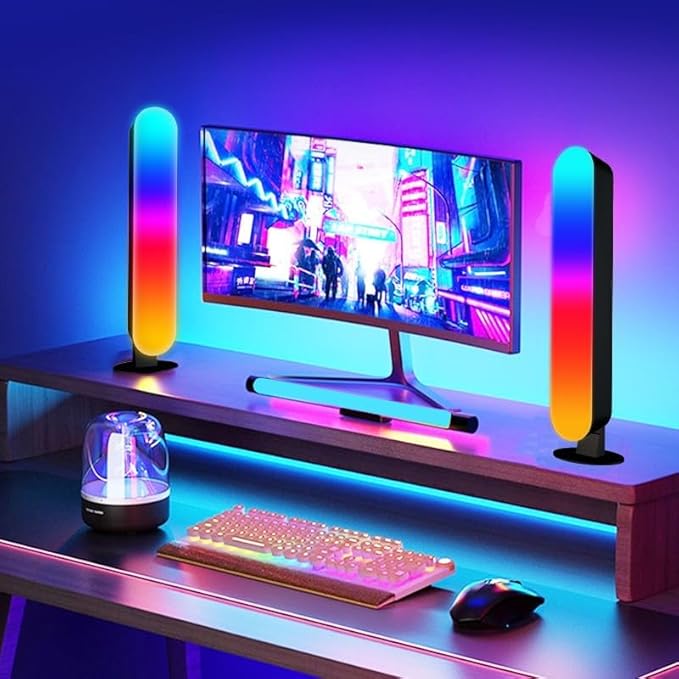 ThreeH Smart LED Light Bars Double LED Ambient Lamps APP and Remote Control USB Powered Colors Music Sync Timer Setting for PC Room Gaming TV Backlight