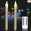 GenSwin Battery Operated Ivory Flameless Taper Candles with Remote & Timer, Moving Wick Real Wax Window Flickering LED Candles Christmas Decoration(0.78 x 9.5 Inches, Set of 2)