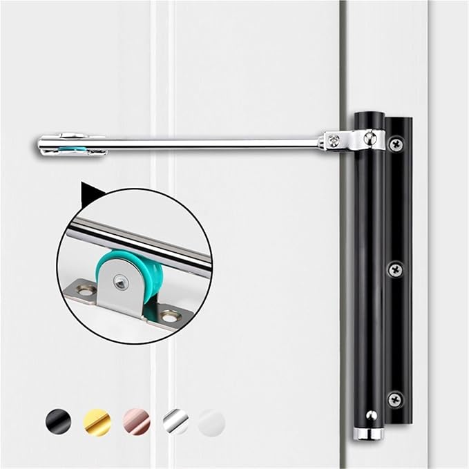 50KG Adjustable Door Closer Aluminum Alloy Automatic Spring Soft Close Fire-Proof Heavy Duty Hardware Automatic Door Closer/2(Black)
