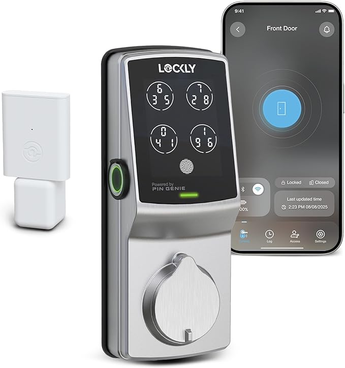 Lockly Secure Pro Wi-Fi Smart Door Lock, Keyless Entry with PIN Genie® Digital Keypad, 3D Biometric Fingerprint Sensor Front Door Lock Deadbolt, Voice Control & Auto Lock - Left Fingerprint Edition